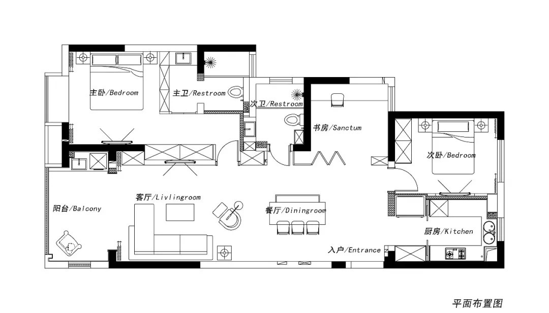 125平米三居室设计说明，16万元装修的简约风格有什么效果？