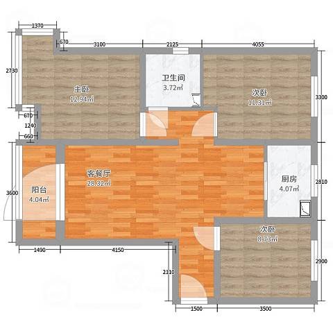 97平米紫竹锦江二居室现代风格案例