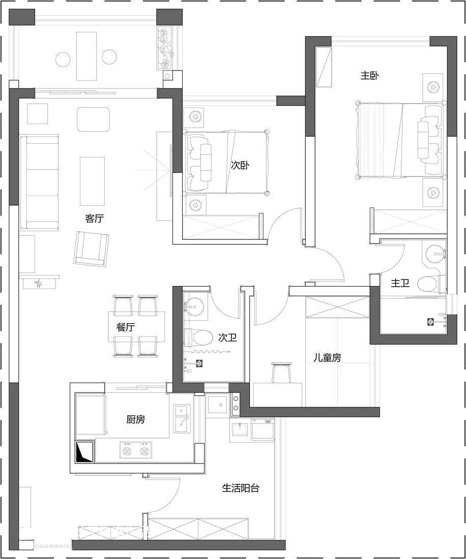 78平米现代风格两居装修案例