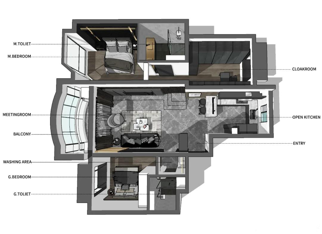 108平米现代风格三居室，预算13万，点击看效果图！