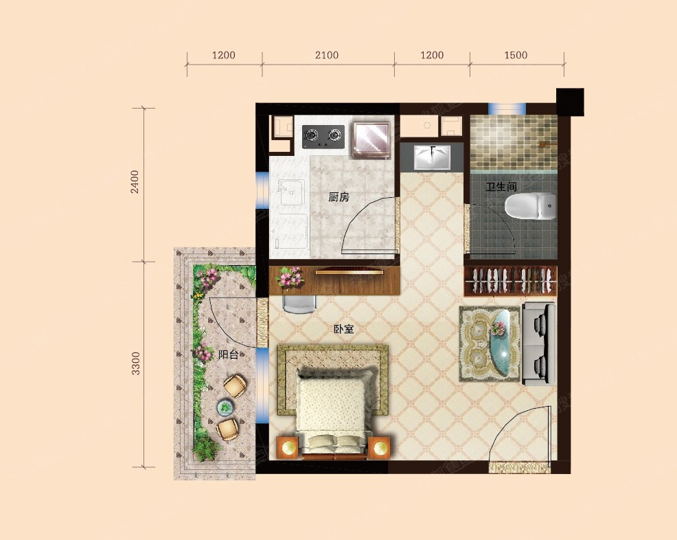 35平方长条形单身公寓怎么装修——空间明亮