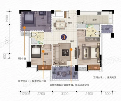 金辉长安云筑105㎡ 北欧风格