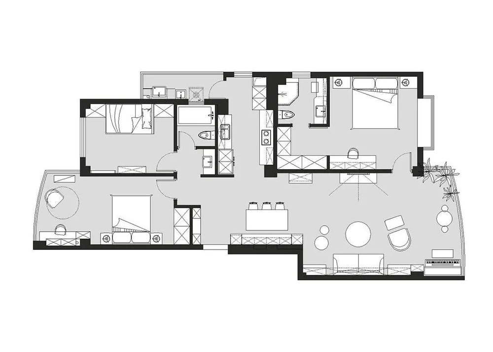 128平米的房子能装修成什么效果？现代风格三居室装修案例！