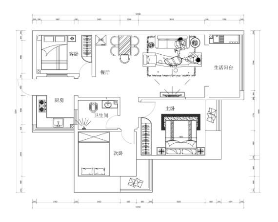 美式风格三居室装修案例，116平米的房子装修多少钱？