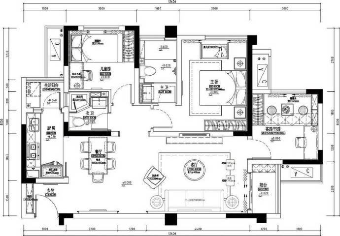 三居室的房子多大面积好？11万元的简约风格设计说明！