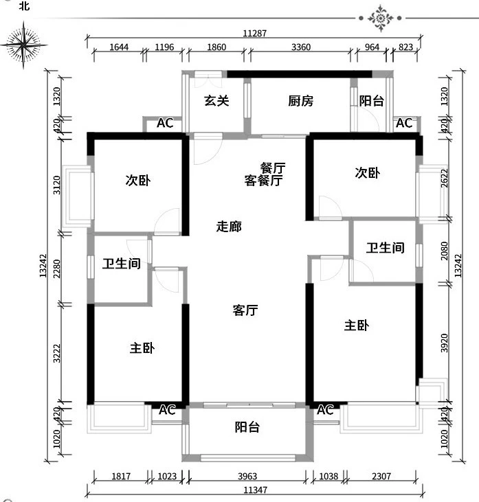 四居室的房子多大面积好？18万元的现代风格设计说明！