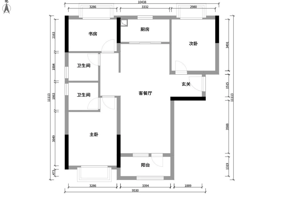 融创公园壹号115平现代风格效果图