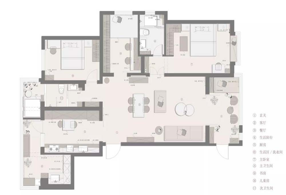 120平米三居室的现代风格案例，只花9万！