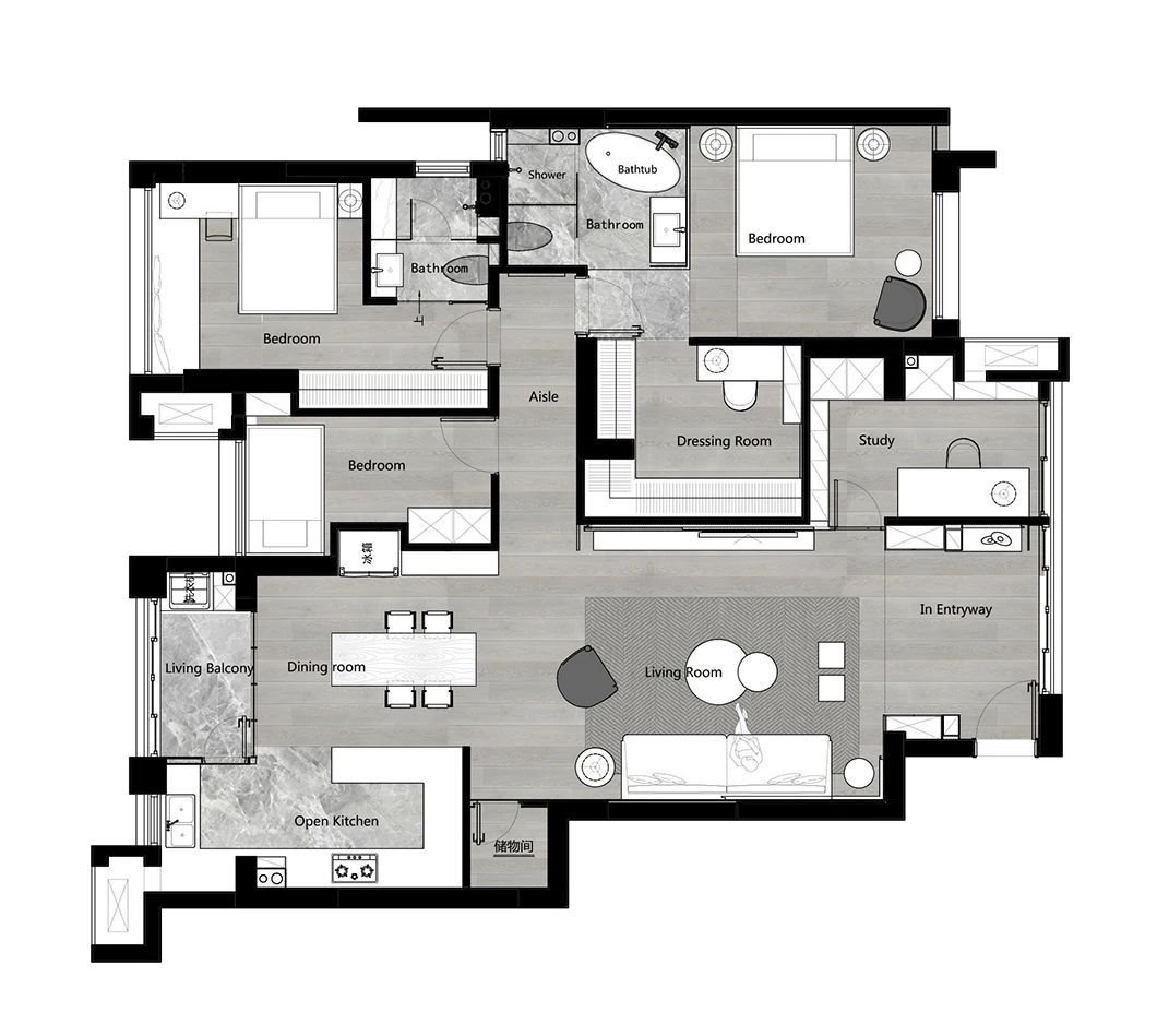 177平米的房子能装修成什么效果？现代风格四居室装修案例！