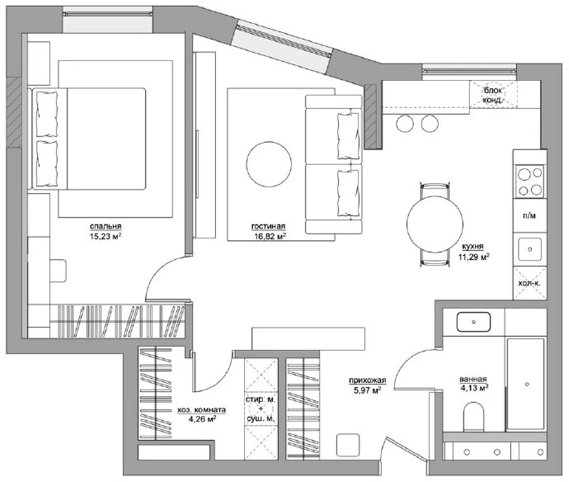 75平米现代风格二居室，预算8万，点击看效果图！