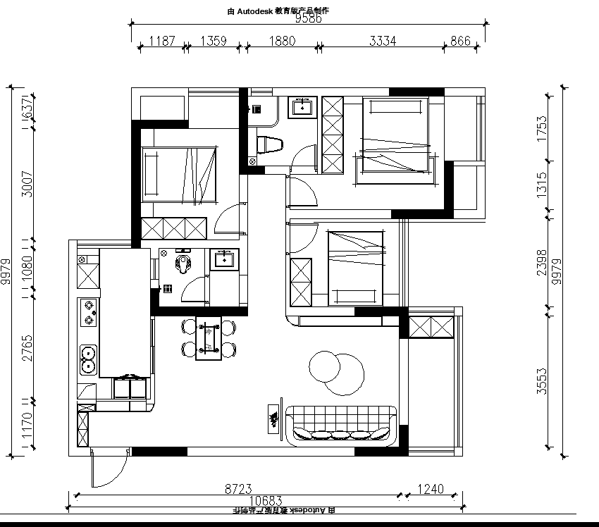 104平米三居室的美式风格案例，只花20万！