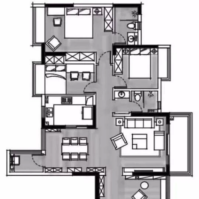 166平米现代风格三居室装修案例