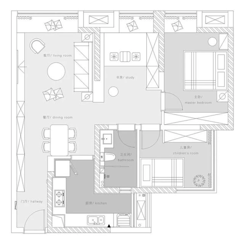 168平米现代风格三居装修案例