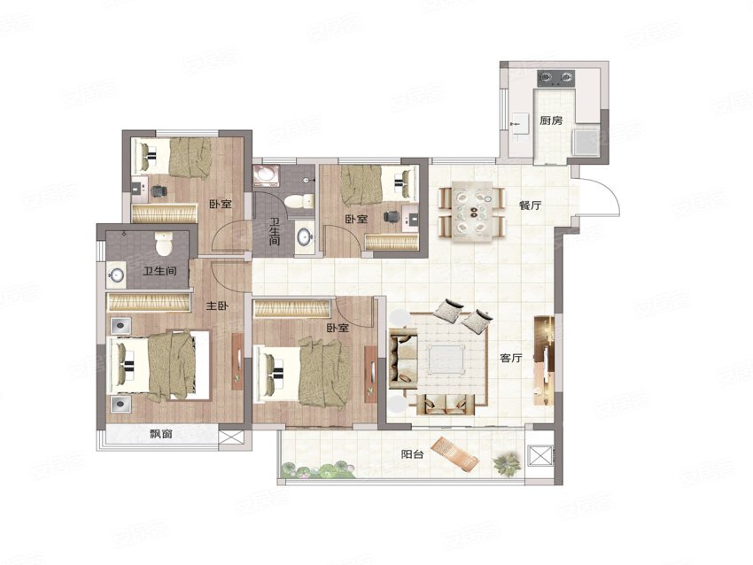 134平米现代风格四居室，预算18万，点击看效果图！