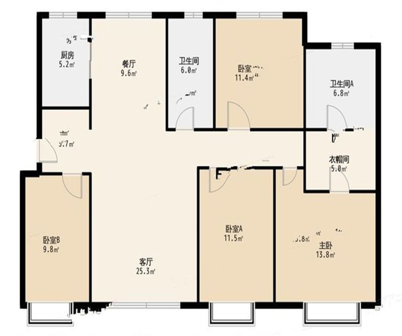 123平米四居室的中式风格案例，只花18万！