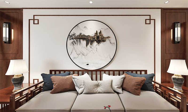 135平米的三居室，质感与时尚并存的中式风装修。
