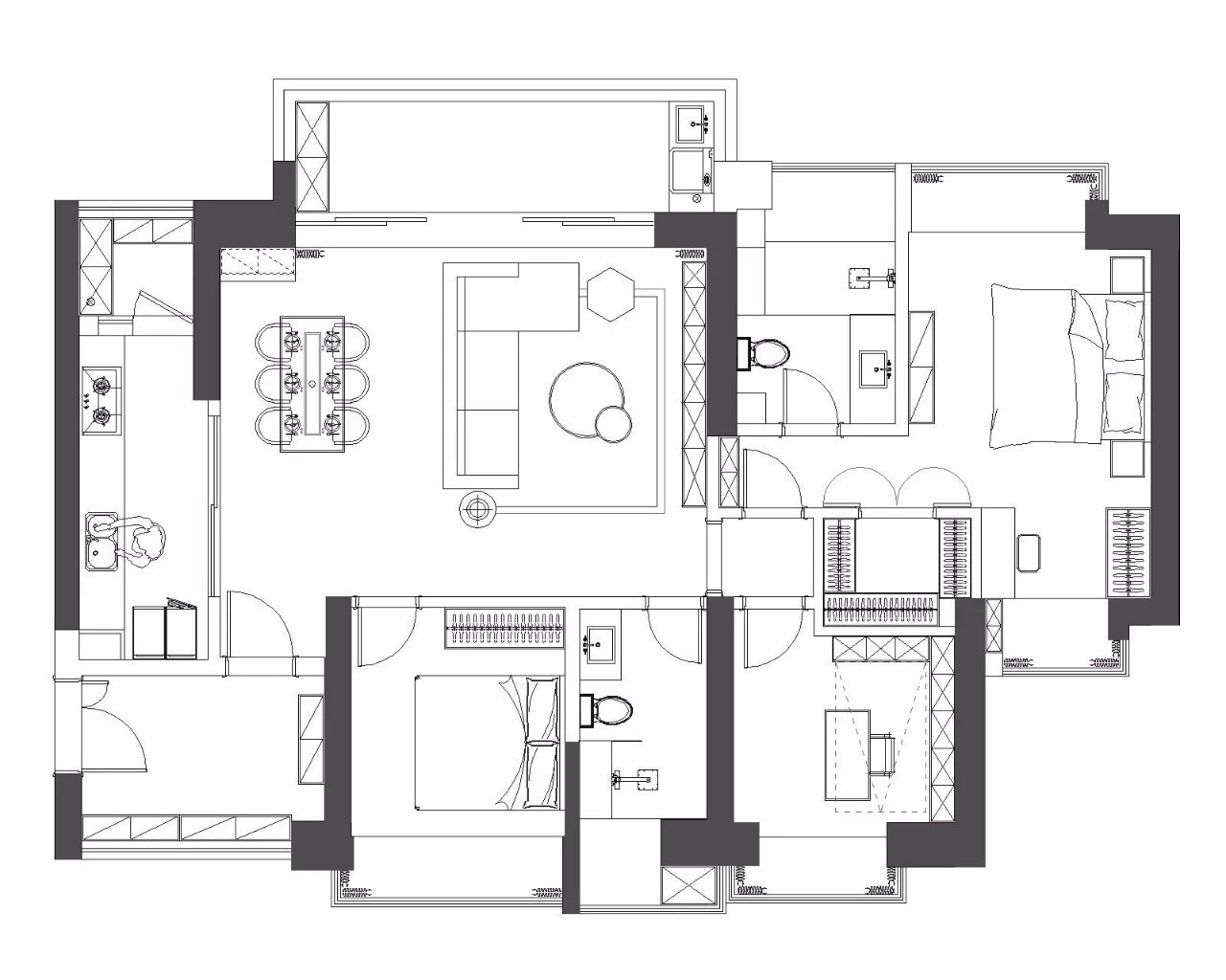 126平米的房子能装修成什么效果？现代风格三居室装修案例！