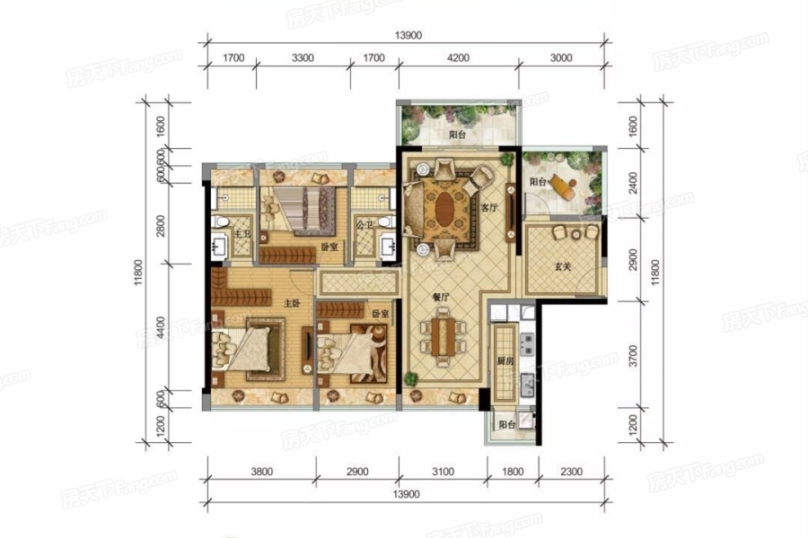 126平米三居室的中式风格案例，只花12万！