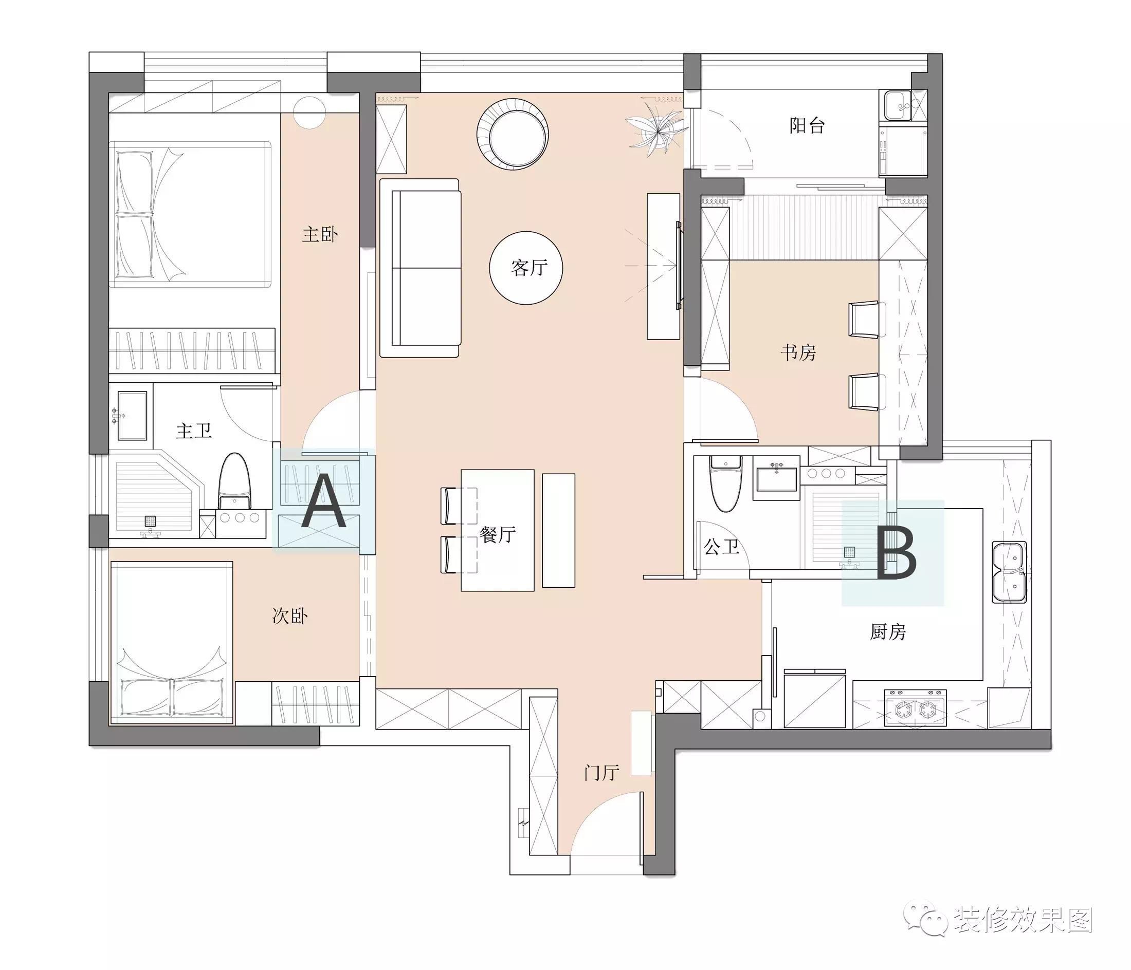 三居室公寓，简单舒适，现代大方
