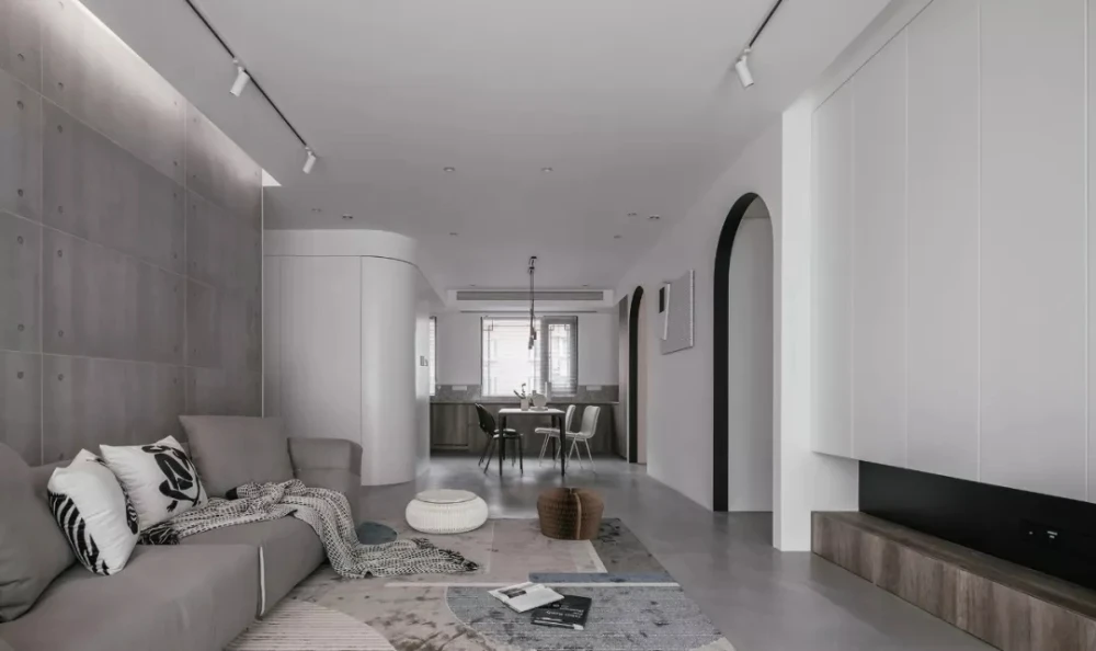 极简公寓室内装修设计137平，几何元素装修。