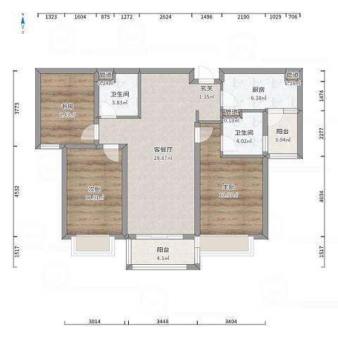 120平米现代风格三居室，预算15万，点击看效果图！