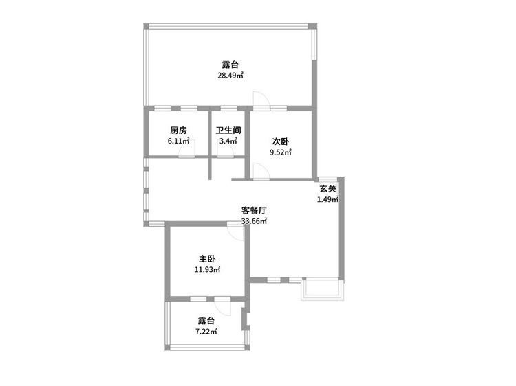 96㎡灰白原木三色极简北欧风小家