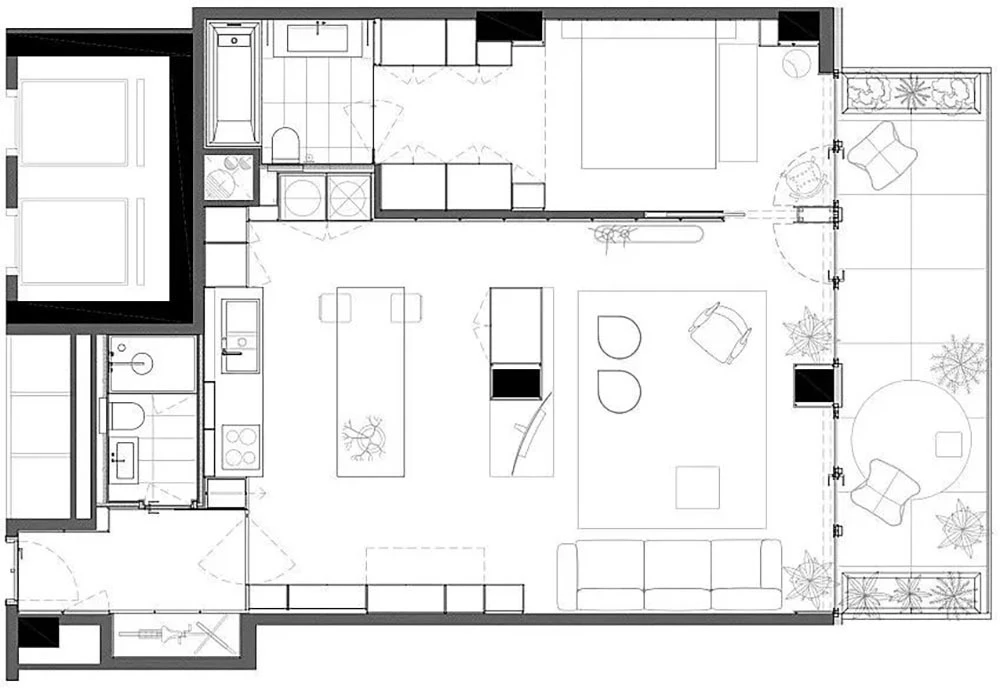 92㎡ 一室一厅，客厅、厨房这样设计空间更显