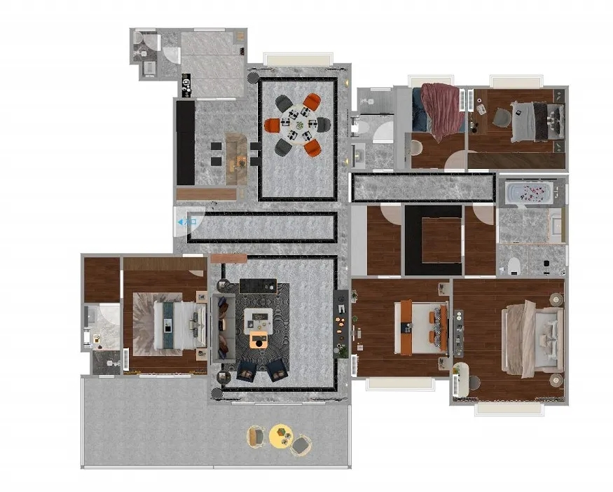 240平米四居室设计说明，23万元装修的极简轻奢风格有什么效果？