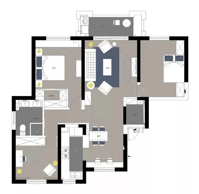 123平米现代风格三居室，预算15万，点击看效果图！