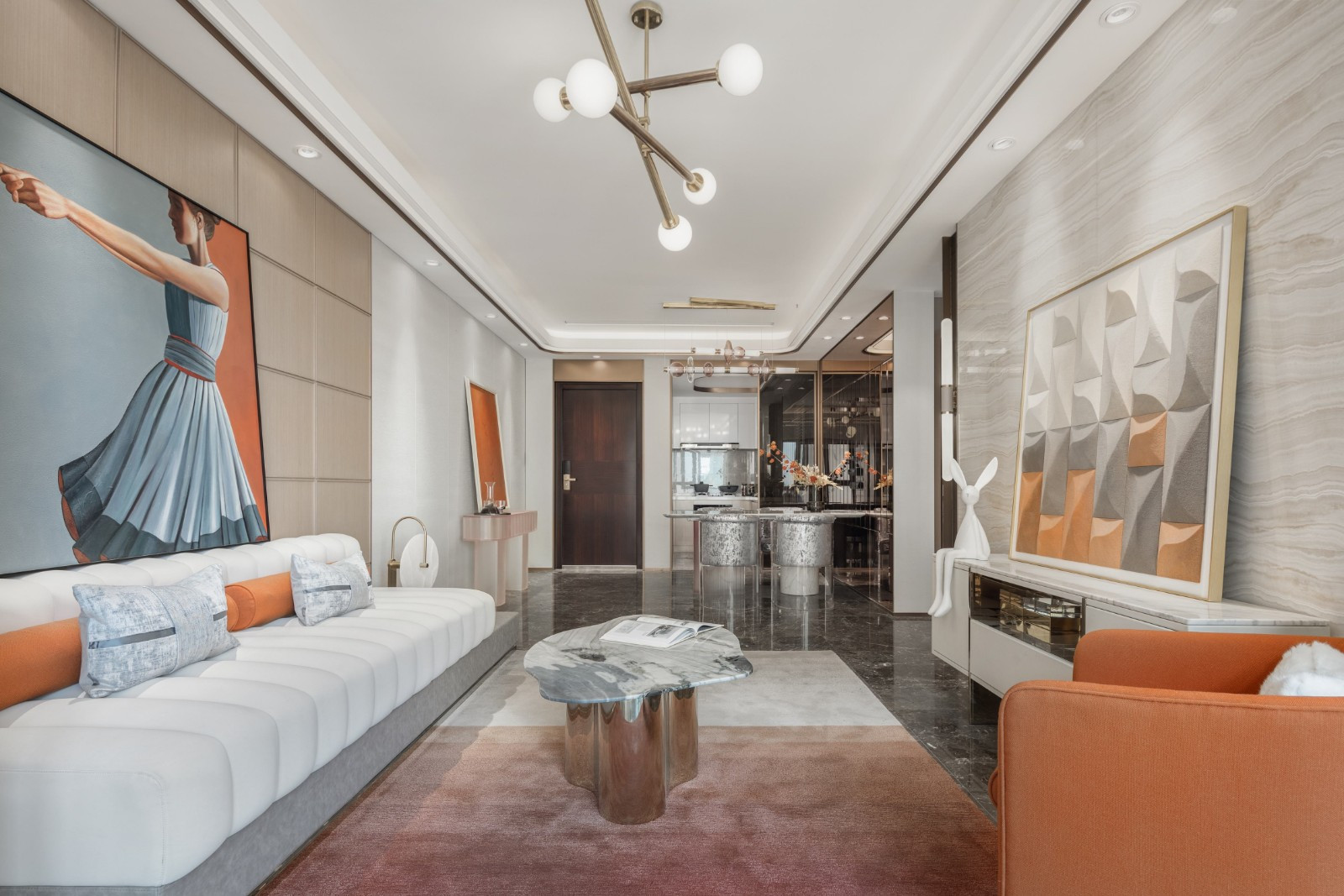 103平米三居室设计说明，8万元装修的轻奢风格有什么效果？