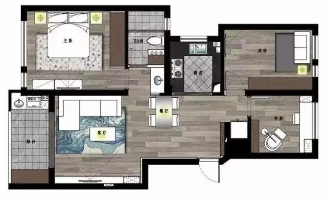 107平米三居室设计说明，13万元装修的北欧风格有什么效果？