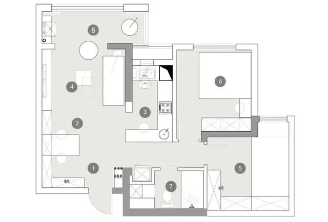 二居室的房子多大面积好？7万元的现代风格设计说明！