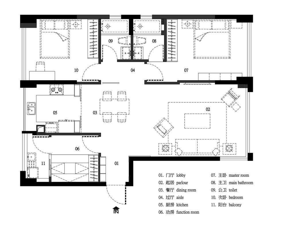 120平米的房子装修多少钱？新中式风格二居室设计说明！