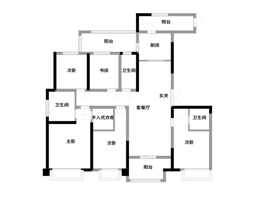 176平米的房子能装修成什么效果？简约风格五居室装修案例！