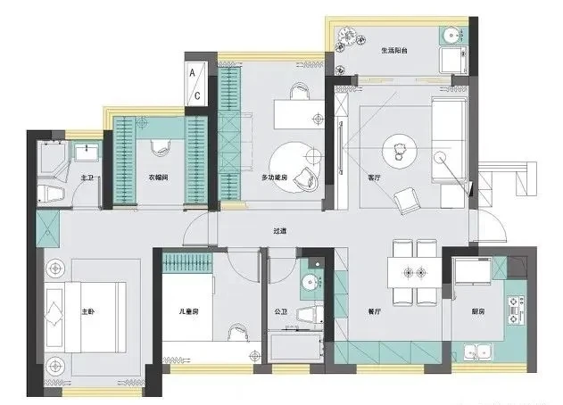 112㎡现代北欧3室2厅，简约舒适的小资格调