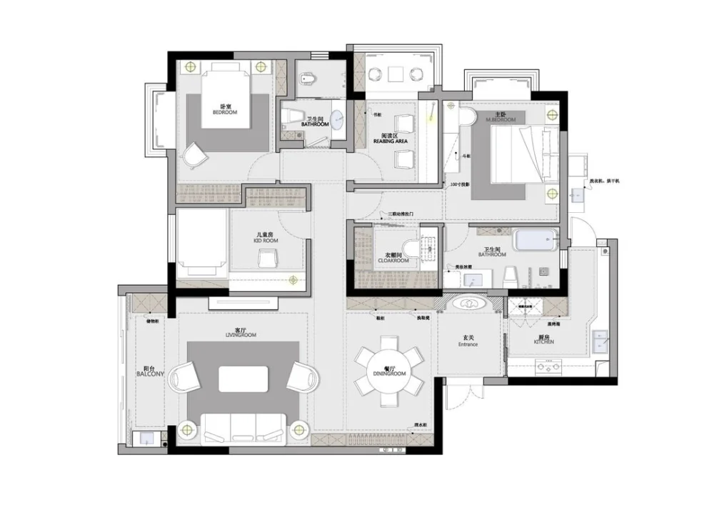 四居室的房子多大面积好？25万元的法式风格设计说明！
