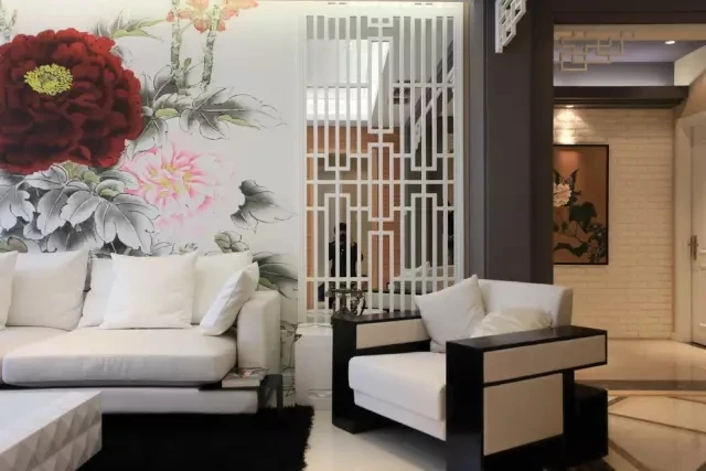 170㎡中式大户型，最爱“花开富贵”的客厅