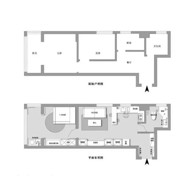 65平的小户型二居室，长条形的格局，改成一房