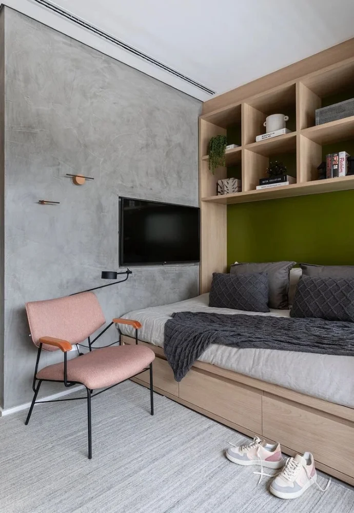 小公寓设计，沙发卡座兼作卧榻，清爽自在