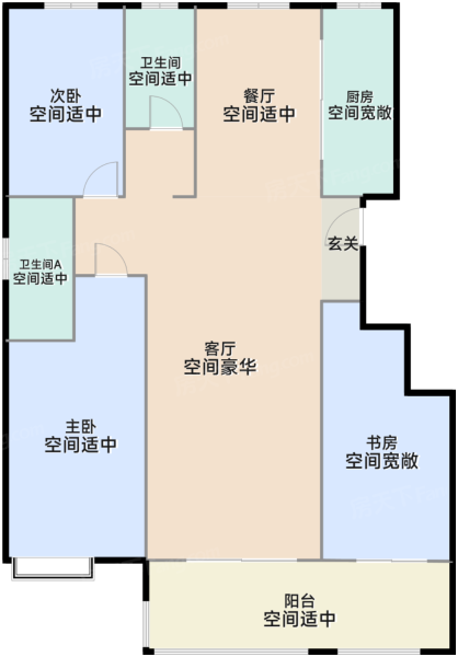 历城 四建美林丽景140㎡三居室